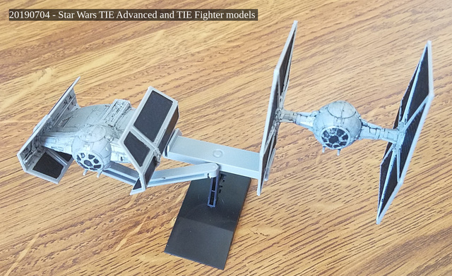 Star Wars TIE Advanced and TIE Fighter models