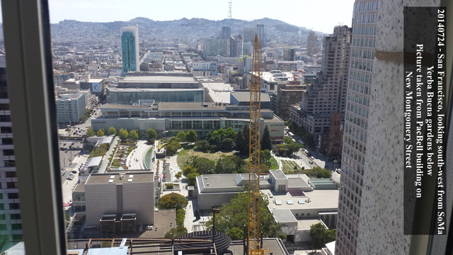 20140724 - San Francisco, looking south-west from SoMa. Yerba Buena gardens below